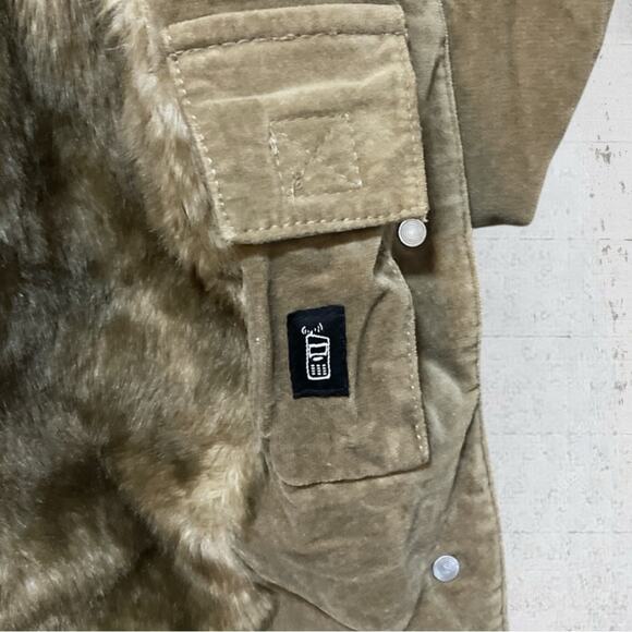 VTG Y2K Esprit Velveteen & Faux Fur Utility Jacket Retro Boho Earthy Size L - Picture 10 of 11